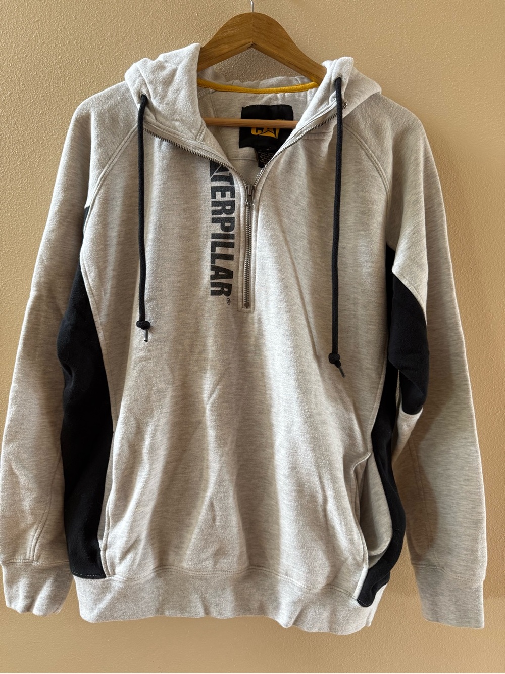 Caterpillar Light Gray and Black Zip-Up Hoodie
